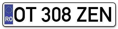 Placuta inmatriculare numar auto  OT-308-ZEN, OT 308 ZEN, OT308ZEN