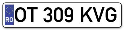 Placuta inmatriculare numar auto  OT-309-KVG, OT 309 KVG, OT309KVG