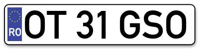 Placuta inmatriculare numar auto  OT-31-GSO, OT 31 GSO, OT31GSO