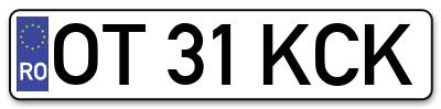 Placuta inmatriculare numar auto  OT-31-KCK, OT 31 KCK, OT31KCK