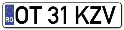 Placuta inmatriculare numar auto  OT-31-KZV, OT 31 KZV, OT31KZV