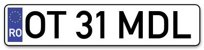 Placuta inmatriculare numar auto  OT-31-MDL, OT 31 MDL, OT31MDL