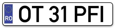 Placuta inmatriculare numar auto  OT-31-PFI, OT 31 PFI, OT31PFI