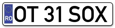 Placuta inmatriculare numar auto  OT-31-SOX, OT 31 SOX, OT31SOX