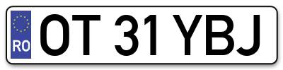 Placuta inmatriculare numar auto  OT-31-YBJ, OT 31 YBJ, OT31YBJ