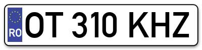 Placuta inmatriculare numar auto  OT-310-KHZ, OT 310 KHZ, OT310KHZ