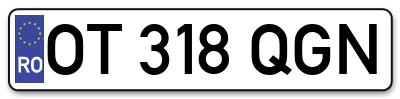 Placuta inmatriculare numar auto  OT-318-QGN, OT 318 QGN, OT318QGN