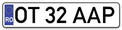 Placuta inmatriculare numar auto  OT-32-AAP, OT 32 AAP, OT32AAP