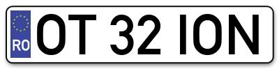 Placuta inmatriculare numar auto  OT-32-ION, OT 32 ION, OT32ION