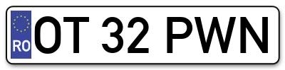Placuta inmatriculare numar auto  OT-32-PWN, OT 32 PWN, OT32PWN