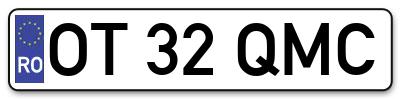 Placuta inmatriculare numar auto  OT-32-QMC, OT 32 QMC, OT32QMC