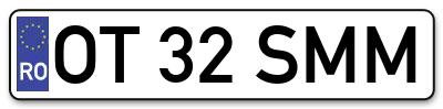 Placuta inmatriculare numar auto  OT-32-SMM, OT 32 SMM, OT32SMM