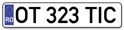 Placuta inmatriculare numar auto  OT-323-TIC, OT 323 TIC, OT323TIC