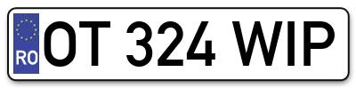 Placuta inmatriculare numar auto  OT-324-WIP, OT 324 WIP, OT324WIP