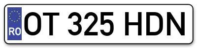 Placuta inmatriculare numar auto  OT-325-HDN, OT 325 HDN, OT325HDN