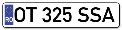 Placuta inmatriculare numar auto  OT-325-SSA, OT 325 SSA, OT325SSA