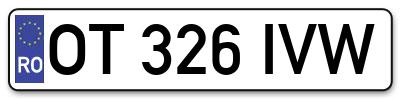 Placuta inmatriculare numar auto  OT-326-IVW, OT 326 IVW, OT326IVW