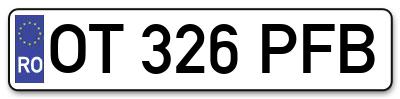 Placuta inmatriculare numar auto  OT-326-PFB, OT 326 PFB, OT326PFB