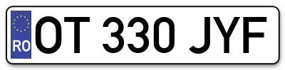 Placuta inmatriculare numar auto  OT-330-JYF, OT 330 JYF, OT330JYF