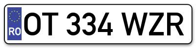 Placuta inmatriculare numar auto  OT-334-WZR, OT 334 WZR, OT334WZR
