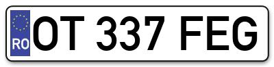 Placuta inmatriculare numar auto  OT-337-FEG, OT 337 FEG, OT337FEG