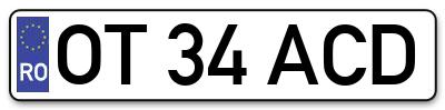 Placuta inmatriculare numar auto  OT-34-ACD, OT 34 ACD, OT34ACD