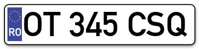 Placuta inmatriculare numar auto  OT-345-CSQ, OT 345 CSQ, OT345CSQ