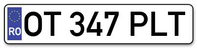 Placuta inmatriculare numar auto  OT-347-PLT, OT 347 PLT, OT347PLT