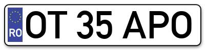 Placuta inmatriculare numar auto  OT-35-APO, OT 35 APO, OT35APO