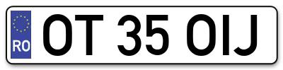 Placuta inmatriculare numar auto  OT-35-OIJ, OT 35 OIJ, OT35OIJ