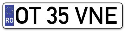 Placuta inmatriculare numar auto  OT-35-VNE, OT 35 VNE, OT35VNE