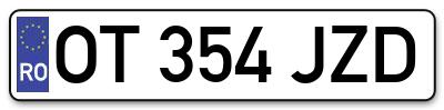 Placuta inmatriculare numar auto  OT-354-JZD, OT 354 JZD, OT354JZD