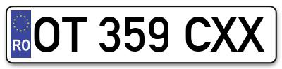 Placuta inmatriculare numar auto  OT-359-CXX, OT 359 CXX, OT359CXX