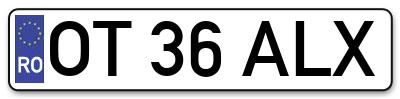 Placuta inmatriculare numar auto  OT-36-ALX, OT 36 ALX, OT36ALX