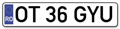 Placuta inmatriculare numar auto  OT-36-GYU, OT 36 GYU, OT36GYU