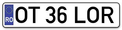 Placuta inmatriculare numar auto  OT-36-LOR, OT 36 LOR, OT36LOR