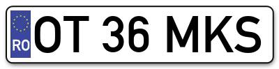 Placuta inmatriculare numar auto  OT-36-MKS, OT 36 MKS, OT36MKS