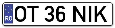 Placuta inmatriculare numar auto  OT-36-NIK, OT 36 NIK, OT36NIK