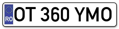 Placuta inmatriculare numar auto  OT-360-YMO, OT 360 YMO, OT360YMO