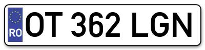 Placuta inmatriculare numar auto  OT-362-LGN, OT 362 LGN, OT362LGN