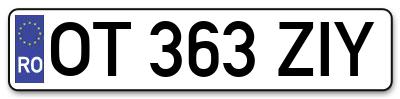Placuta inmatriculare numar auto  OT-363-ZIY, OT 363 ZIY, OT363ZIY