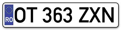 Placuta inmatriculare numar auto  OT-363-ZXN, OT 363 ZXN, OT363ZXN