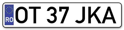 Placuta inmatriculare numar auto  OT-37-JKA, OT 37 JKA, OT37JKA