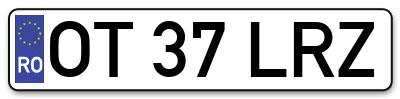 Placuta inmatriculare numar auto  OT-37-LRZ, OT 37 LRZ, OT37LRZ