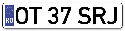 Placuta inmatriculare numar auto  OT-37-SRJ, OT 37 SRJ, OT37SRJ
