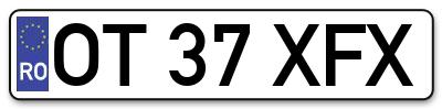 Placuta inmatriculare numar auto  OT-37-XFX, OT 37 XFX, OT37XFX