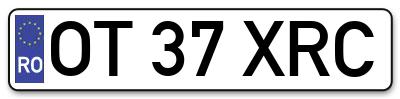 Placuta inmatriculare numar auto  OT-37-XRC, OT 37 XRC, OT37XRC