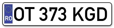 Placuta inmatriculare numar auto  OT-373-KGD, OT 373 KGD, OT373KGD