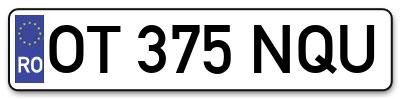 Placuta inmatriculare numar auto  OT-375-NQU, OT 375 NQU, OT375NQU