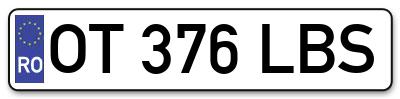 Placuta inmatriculare numar auto  OT-376-LBS, OT 376 LBS, OT376LBS